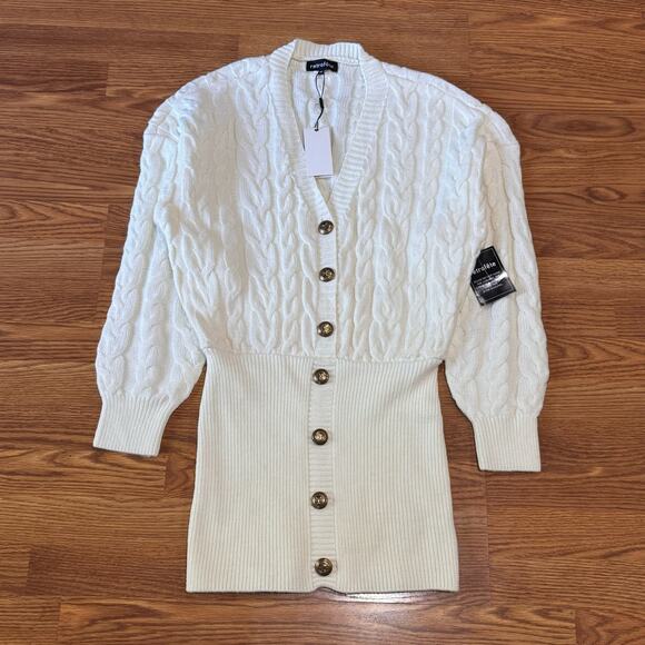 Retrofête  ivory cable knit DRESS TALA retro party size M - Picture 10 of 14